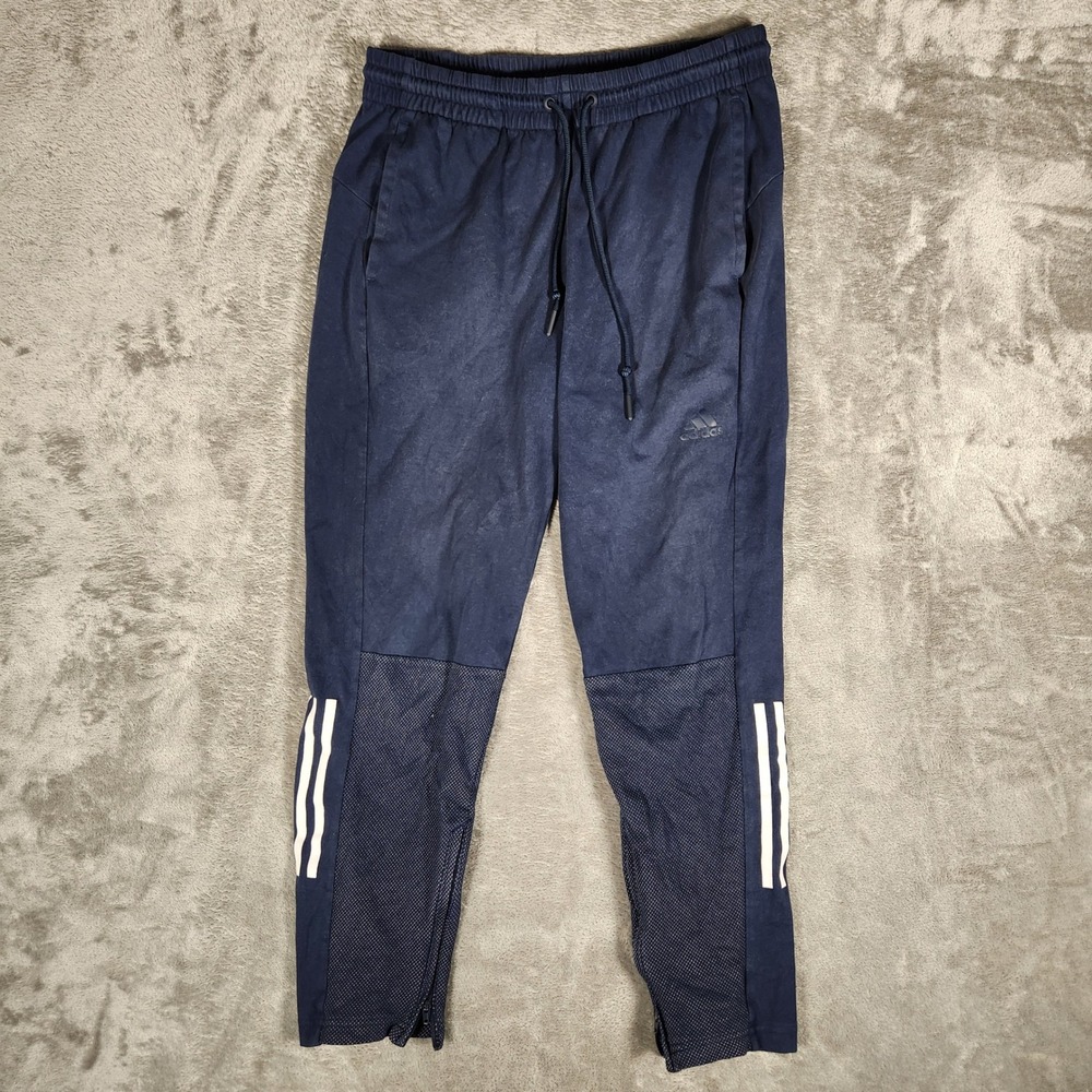 Adidas Training Pants Mens Medium Navy Blue Tapered Mesh DH9102 Joggers